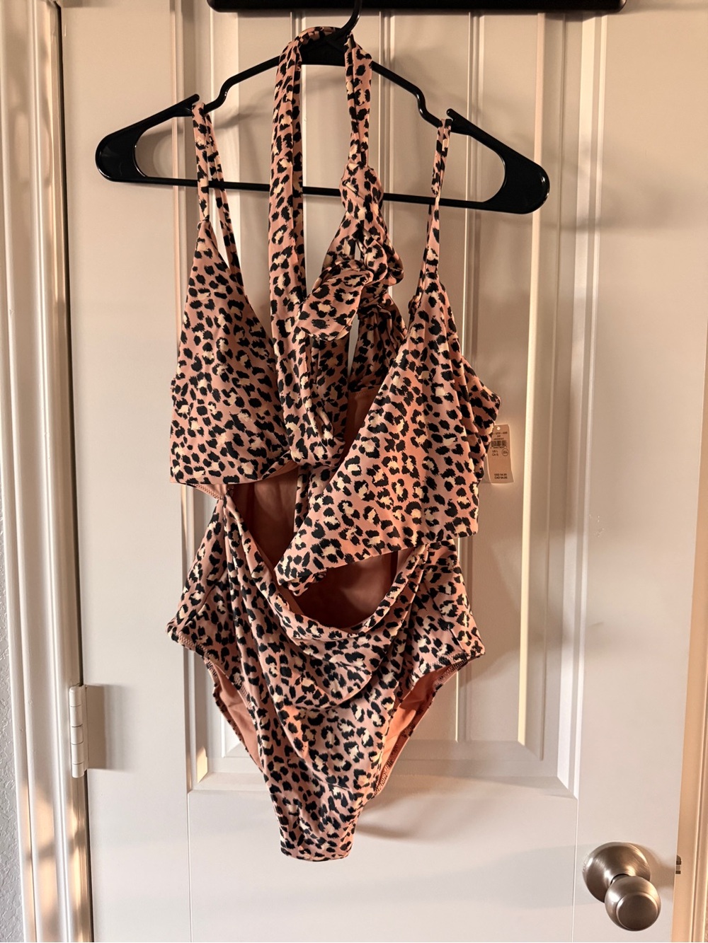 aerie Tan and Black Leopard Print One-Piece Swimsuit